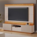 Ver imagem 4 de Home para TV até 85 Atena Ripado em MDF-MDP com Porta de Correr Off White e Cinamomo JCM Movelaria