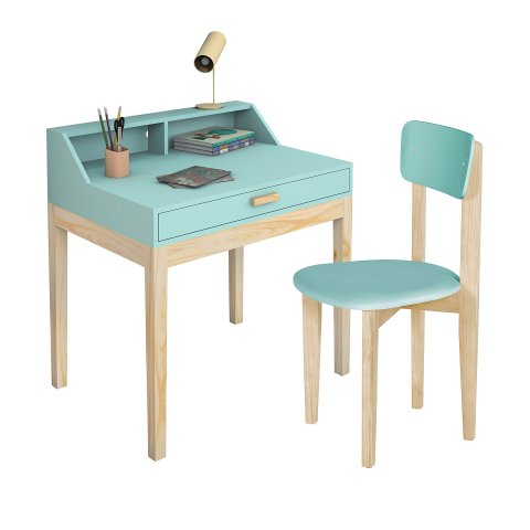 Mesinha de Estudo com Cadeira Infantil para Quarto de Criança Cor Menta