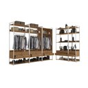 Ver imagem 7 de Kit Dormitório 2 Portas 10 Gavetas e Cabideiros Industrial Marrom/Canela/Branco