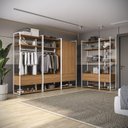 Ver imagem 1 de Kit Dormitório 2 Portas 10 Gavetas e Cabideiros Industrial Marrom/Canela/Branco