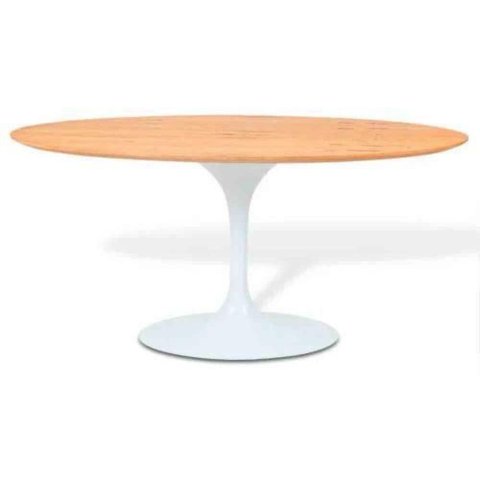 Mesa de Jantar Tulipa Saarinen Oval 198x122 Cm Tampo Freijó Cores Branco