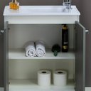 Ver imagem 4 de Gabinete e Espelheira 60 cm para Embutir Combate Branco/Cinza