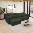 Ver imagem 1 de Sofá Retrátil Manual Sala de Estar Nolan Bipartido 297cm Conforto Premium em Couro Verde Manchado G5