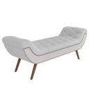 Ver imagem 1 de Puff Recamier Calçadeira 140cm Pés Palito Madeira Venêto P02 Bouclé Branco - Mpozenato