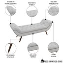 Ver imagem 2 de Puff Recamier Calçadeira 140cm Pés Palito Madeira Venêto P02 Bouclé Branco - Mpozenato