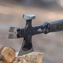 Ver imagem 4 de Machado Mini Multifuncional 3 em 1 Tomahawk Martelo Pe de Cabra Cabo Emborrachado Aco