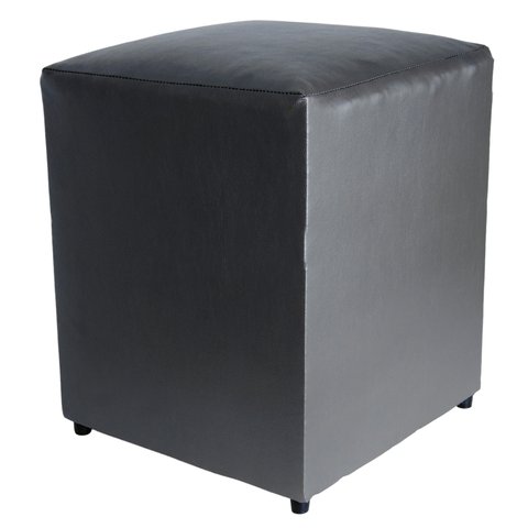 Puff Cubo Poptem Quadrado Cinza Corino