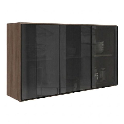Armario Aereo 3 Portas Vidro MDF 120 cm Kali 1219712 Carvalho Toq Nicioli
