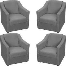 Kit 4 Poltronas Decorativas para Sala de Espera Recepção Escritório Consultório Suede - 1