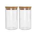Ver imagem 1 de Kit 2 Potes Borossilicato Hermético Tampa Bambu 1100ml Class
