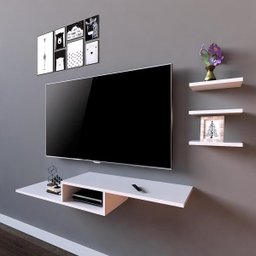 Rack Suspenso com Prateleiras Em MDF Branco 105cm - 2