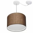 Ver imagem 1 de Lustre Pendente Cilíndrico Com Desvio de Centro Vivare Md-4312 Cúpula em Tecido 40x30cm - Bivolt - C