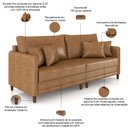 Ver imagem 4 de Sofá 3 Lugares Sala de Estar Living 232cm Asbury K01 Couríssimo Camel - Lyam Decor