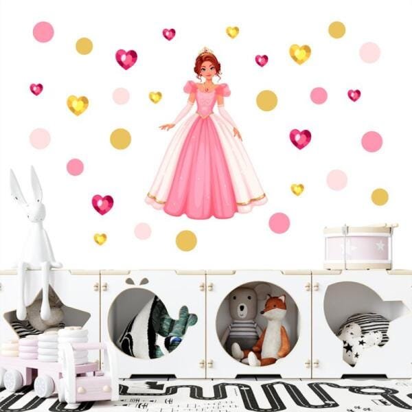 Adesivo kit infantil princesa bonita vestido rosa - 1