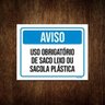 Kit 5 Placas Aviso Obrigatório Saco Lixo Sacola Plástica - 1