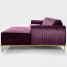 Sofá Molino 3 Lugares 230cm Chaise Esquerdo Pés Gold Veludo Roxo - Nexta Casa - 6