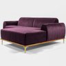 Sofá Molino 3 Lugares 230cm Chaise Esquerdo Pés Gold Veludo Roxo - Nexta Casa - 1