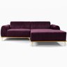 Sofá Molino 3 Lugares 230cm Chaise Esquerdo Pés Gold Veludo Roxo - Nexta Casa - 5