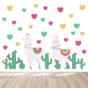 Ver imagem 1 de Adesivo kit infantil cactos e lhamas corações