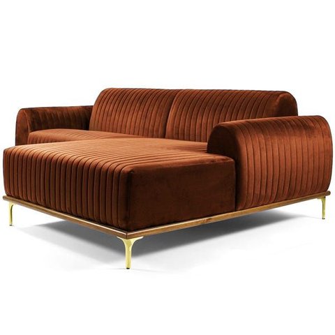 Sofá Molino 3 Lugares 230cm Chaise Esquerdo Pés Veludo - Nexta Casa