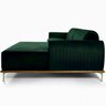 Sofá 4 Lugares 2,30M Chaise Esquerdo Molino Base Madeira Pés Gold Veludo Verde - Casaepoltrona - 6