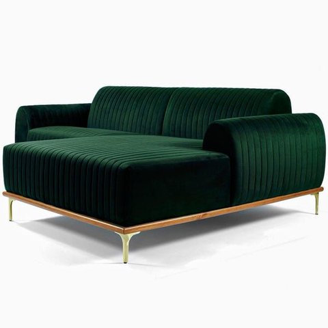 Sofá 4 Lugares 2,30m Chaise Esquerdo Molino Base Madeira Pés - Nexta Casa