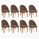 Ver imagem 2 de Kit 8 Cadeiras Lua Estofada Moderna Sala de Jantar Suede Marrom