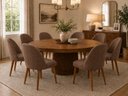 Ver imagem 1 de Kit 8 Cadeiras Lua Estofada Moderna Sala de Jantar Suede Marrom