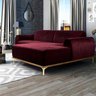 Sofá 4 Lugares 2,30M Chaise Esquerdo Molino Base Madeira Pés Gold Veludo Marsala - 3