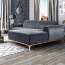 Ver imagem 2 de Sofá Molino 3 Lugares 230cm Chaise Esquerdo Pés Gold Veludo Titânio - Nexta Casa