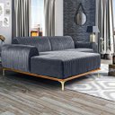 Ver imagem 3 de Sofá Molino 3 Lugares 230cm Chaise Direito Pés Gold Veludo Titânio - Nexta Casa