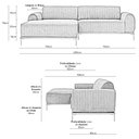 Ver imagem 5 de Sofá Molino 3 Lugares 230cm Chaise Direito Pés Gold Veludo Titânio - Nexta Casa