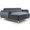 Ver imagem 1 de Sofá Molino 3 Lugares 230cm Chaise Direito Pés Gold Veludo Titânio - Nexta Casa