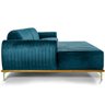Sofá 4 Lugares 2,30M Chaise Direito Molino Base Madeira Pés Gold Veludo Turquesa - 6