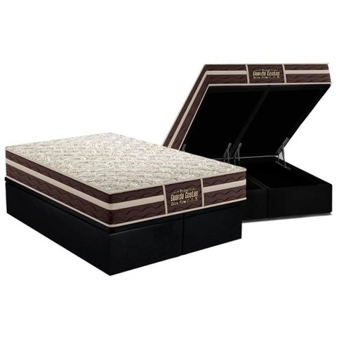 Cama Box Baú King: Colchão Anatômico Probel Guarda Costas Extra Firme + Base Crc Suede Black (