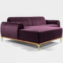 Ver imagem 1 de Sofá Molino 3 Lugares 230cm Chaise Direito Pés Gold Veludo Roxo - Nexta Casa