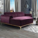 Ver imagem 3 de Sofá Molino 3 Lugares 230cm Chaise Direito Pés Gold Veludo Roxo - Nexta Casa