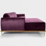Sofá Molino 3 Lugares 230cm Chaise Direito Pés Gold Veludo Roxo - Nexta Casa - 6