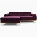 Ver imagem 2 de Sofá Molino 3 Lugares 230cm Chaise Direito Pés Gold Veludo Roxo - Nexta Casa