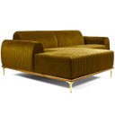 Ver imagem 1 de Sofá Molino 3 Lugares 230cm Chaise Direito Pés Gold Veludo Mostarda - Nexta Casa