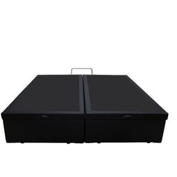 Cama Box Baú King Bipartido Sintético Preto Com Pistão A Gás - 1