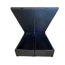 Cama Box Baú King Bipartido Sintético Preto Com Pistão A Gás - 2