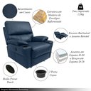 Ver imagem 3 de Poltrona do Papai Sala de Cinema Mia Reclinável Retrátil Power Elétrico Base Fixa Couro Azul Marinho