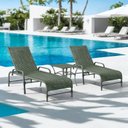 Ver imagem 1 de Kit 2 Espreguiçadeiras Corda Náutica e Mesa Garden em Alumínio para Piscina Edícula Catar Verde