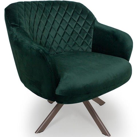 Poltrona Jade Tressê Giratória Eiffel Champagne Veludo Verde - Nexta Casa