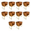 Ver imagem 1 de Kit 10 Cadeiras de Jantar Premium Base de Ferro Dourada Veludo Terracota Laranja