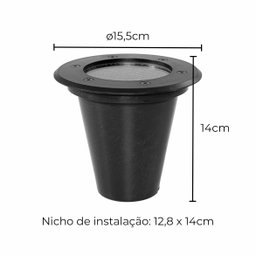 Embutido de Solo Led Redondo Preto 12w Ip67 2700k Bivolt Save Energy - 2