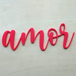 Adorno De Parede Amor 27cm - Palavra, Quadro, lettering - Toque 3D:Vermelho