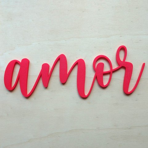Adorno De Parede Amor 27cm - Palavra, Quadro, lettering - Toque 3D:Vermelho