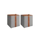 Ver imagem 1 de Kit 2 Puffs Éros Quadrados Linho e Couro Cinza Caramelo para Sala de Estar